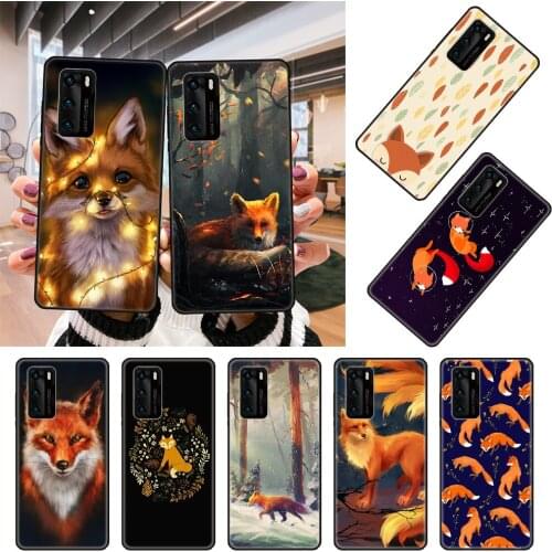 Phone Case For Huawei P20 P30 P40 P Smart Z 2019 P10 Mate 30 10 20 Lite Pro Black Cover Waterproof Trend Prime Fox Cute Anima