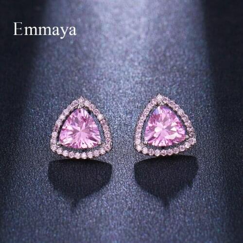 Emmaya Exquisite Model Triangle Shape Cubic Zircon Two Color With Dreamlike Light Purple Stone For Ladies Charming Earring Party