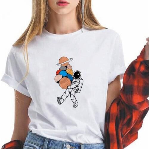 Planet Astronaut Printed Tshirt Women Soft Streetwear Clothes Tshirt Vogue Punk Gorgeous T Shirt Versatile Simplicity T-shirt