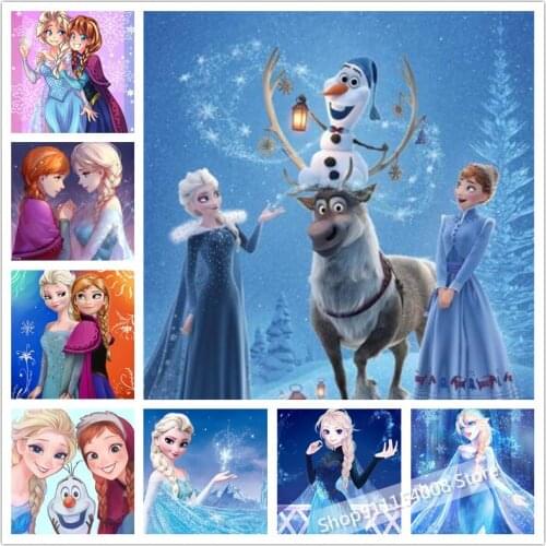 Disney 5D Diamond Embroidery Frozen Elsa Diamond Painting Full Drill Square Diamond Mosaic Girl Cross Stitch Rhinestones Picture