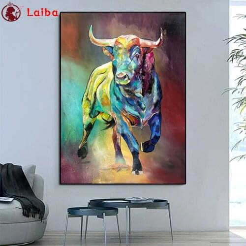 Pictures 5d diamond painting Abstract animal art, painted bull full novelty 2021 mosaic art diamond embroidery icons new hot