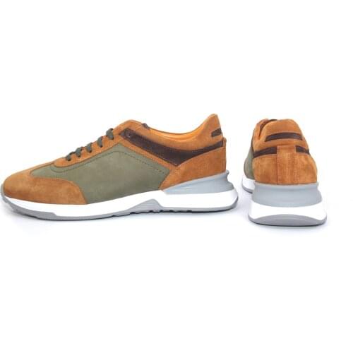 Tobacco Willow Olive Brown Trendy Summer Handmade Fashion Sport Sneakers, Natural Suede Nubuk Leather, Lightweight EVA Sole