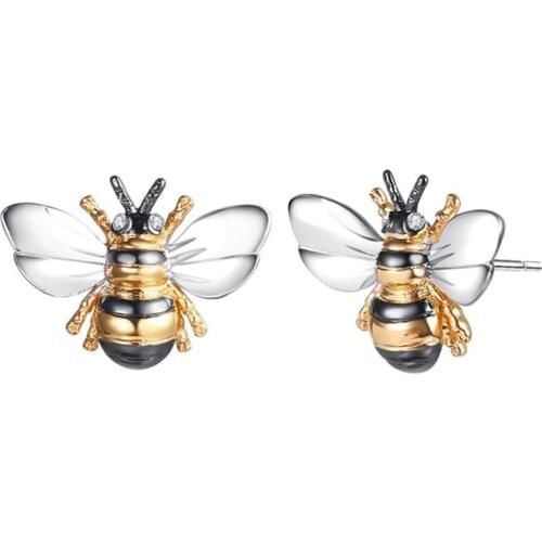Miqiao Hot Sale Trendy Cartoon Cute Little Bee Copper Stud Earrings for Women Lover Mother Friend Fashion Design Gift Jewelry