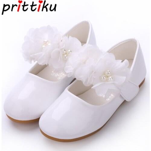 Baby Toddler Girls PU Leather White Flats Little Kid Beaded Mary Jane Casual Loafers Big Child Spring Summer Pageant Dress Shoes