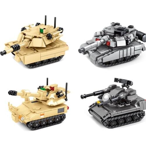Cute Military M1A2 Abrams T90 Tanks Battle US Germany Sets Building Blocks Bricks Kits Toys WW2 World War I II 2 Armor Vehicle