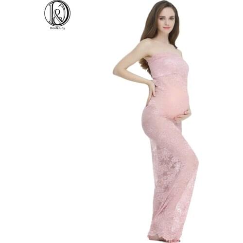 Soft Lace Pregnant Gown Maxi Long Boob Tube Maternity Dress Photo Shoot Robe Baby Shower Gift for Women Photography Accessories