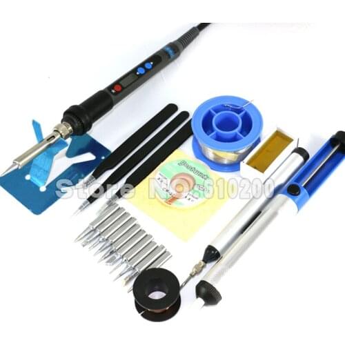 Precision Backlight Digital LCD Adjustable Lead-free Electric Soldering Iron Kit Set Welding Tool ESD Soldering Station 220V 90W