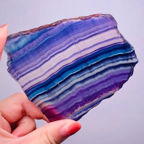 Natural Colorful Striped Fluorite Rainbow Quartz Jewelry Stone Ornaments Original For Gifts