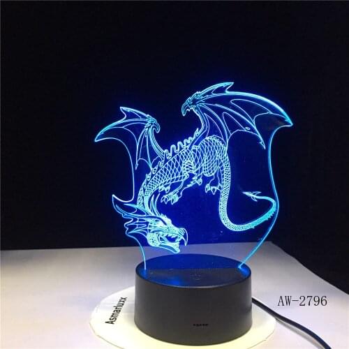 Cut Flying Dragon 3D Night Light 7 Colors Change LED Table Xmas Gift Ancient Dragon Art Home Decor Lamp Dropshipping AW-2796