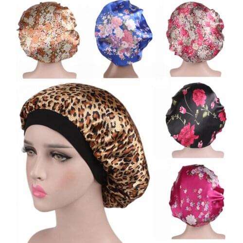 New Fshion Colorful Night Cap Wide Brim High Elastic Headband Shower Chemotherapy Cap Satin Lined Bonnet Bonnet Hat Wholesale
