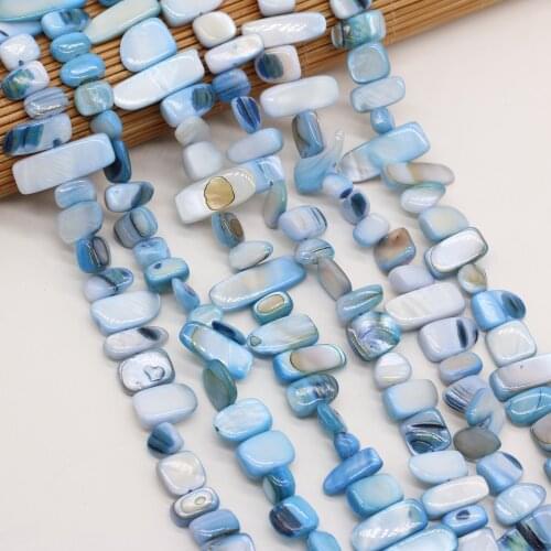Wholesale Azure Color Beaded Natural Shell Irregular Rectangle Loose Beads for Jewelry Making DIY Craft Bracelet Necklace 80 Cm