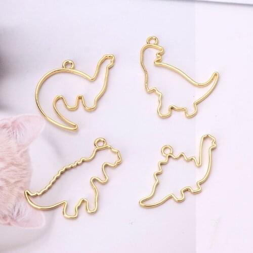 4Pc Cartoon Dinosaur Blank Resin Frame Pendant Open Bezel Setting Jewelry Making