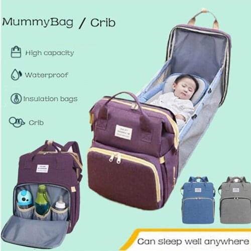 Portable Diaper Bag Mummy Backapack Folding Baby Bassinet Bed Diaper Changing Pads