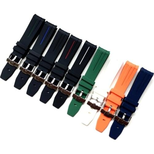 20mm Black White Blue Green Orange Silicone Rubber Watch Strap Watchband Replace for Omega Seamaster Role Submariner Daytona