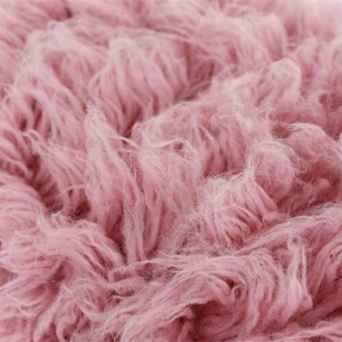 Pink Curly Wool Blanket Newborn Photo Props Posing Backdrop Wool Fabric Baby Chunky Rug Curly Plush Flokati Blanket Infant Props
