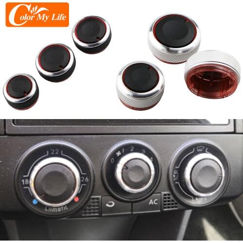 For VW POLO 2002-2013 MK4 MK5 9N 9N3 6R 3Pcs/set Aluminum Alloy Air Conditioning Knob AC Knob Heat Control Switch Button Knob