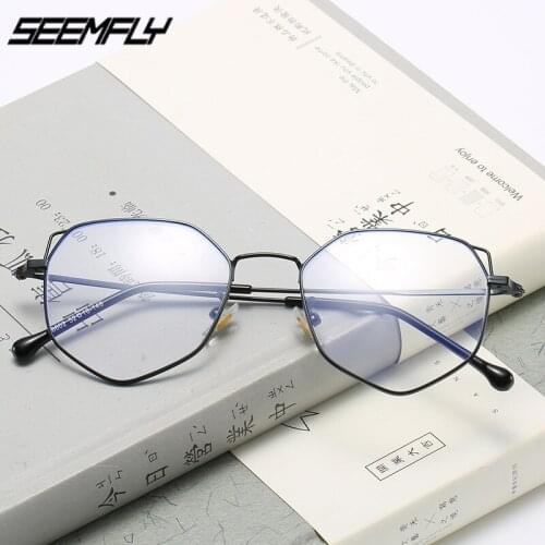 Seemfly Anti Blue Rays Finished Myopia Glasses Men Women Square Metal Frame Student Eyewear -1.0 -1.5 -2.0 -2.5 -3.0 -3.5 -4.0