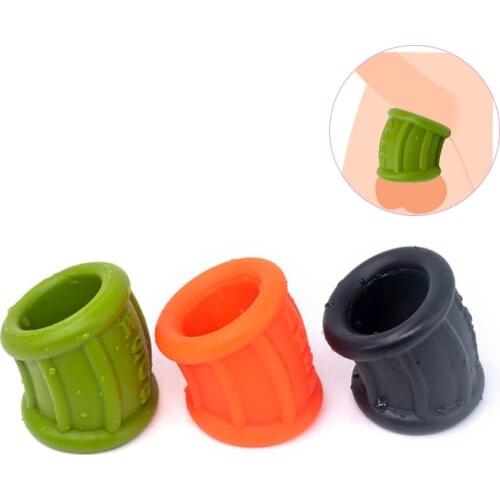 Silicone Men Testicles Scrotum Bondage Sleeve Chastity Belt Cock Penis Rings Ball Stretcher For Time Delay Ejaculation sex shop