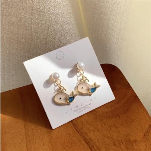 Cute Shiny Little Whale Drop Earrings 2020 Women Fashion Earrings