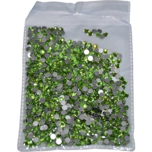 SS3-SS20 Round Flat Back Light Green AB Non Hotfix Glitter Rhinestones Peridot AB Nail Art Stones 3D DIY Phones Decorations