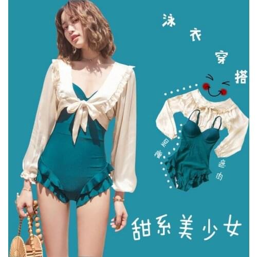South Korea Super Fairy New Swimsuit Female Cover Belly Thin One-Piece Net Celebrity Sexy Sun Protection Mesh Blouse