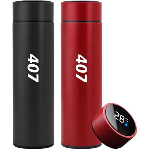 Temperature Display Thermos Bottle For Peugeot 407 3008 Vacuum Flasks Stainless Steel Insulated Water Bottle Coffee Mug Thermo