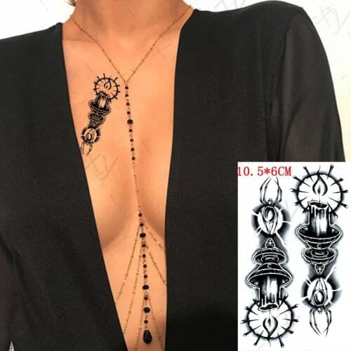 Waterproof Temporary Tattoo Stickers Spider Candle Moon Cross Tattoo Children Black Body Art Fake Tattoos for Men Women