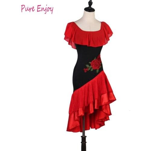 Embroidery latin dress Rumba cha cha salsa tango dresss custom fringe dress charleston dress DS singer night party clothing