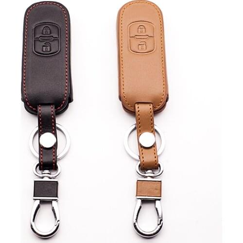 High Quality genuine leather car key cover for Mazda 3 MX5 Mazda CX 5 CX - 5 cx-7 cx-9 , 2 Button and 3 Button smart key shell