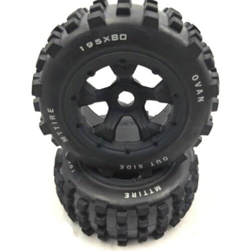 Rear Knobby Trie Wheel Set 195*80mm Fit for 1/5 HPI ROVAN ROFUN KM GTB TS BAJA 5B 5T 5SC Losi 5ive-t DBXL