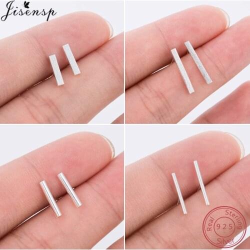 Jisensp Authentic 100% 925 Sterling Silver T Bar Stud Earrings for Women Teen Girls Punk Jewelry Earing Allergy Free Xmas Gift