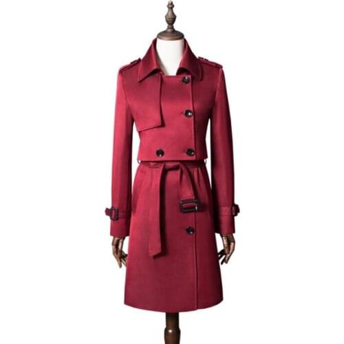 Ladies Double-breasted trench coat for women long sleeves coats womens casaco feminino overcoat woman european spring khaki