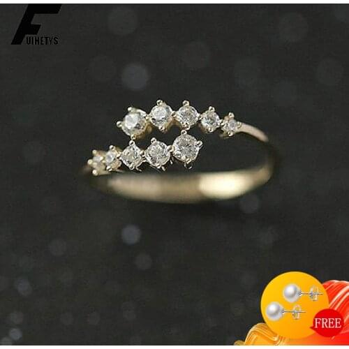 Bali Jelry Trendy 925 Silver Luxury Charm Ring Round Zircon Gemstone Gold Color Jewelry Accessories for Women Wedding Engagement