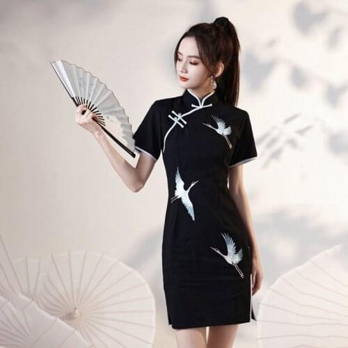 Women Summer National Tide Cheongsam Female Improved Dress Chinese Style Elegant Vintage New Cheongsam Party Dress Plus Size