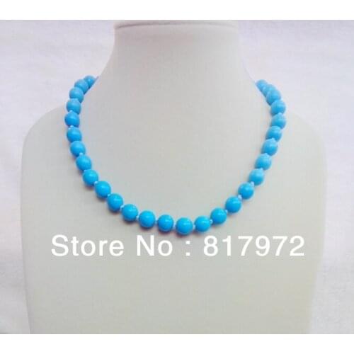 10mm Bead Simple Style Purity Blue stone Rounde Bead Handmake Necklace Woman Party Gift charm &6N00123