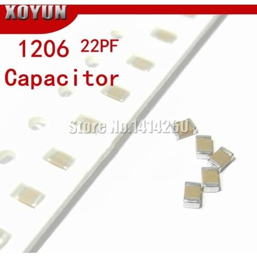 100pcs/lot 1206 22PF Error 5% 50V 1206 22P smd capacitor