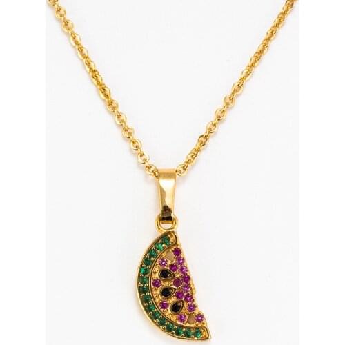 2019 Choker Necklaces Fashion Women Charm Colorful Crystal Watermelon Rhinestone Cute Pendant Sweater Necklace Birthday Gift