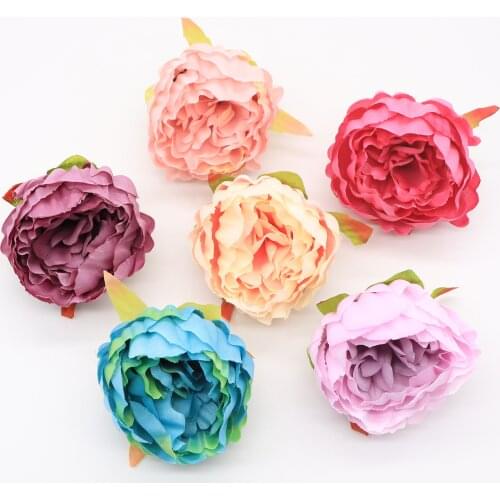 5pcs/lot 10cm High Quality Peony Flower Head Silk Artificial Flower Wedding Decoration DIY Garland Craft Flower