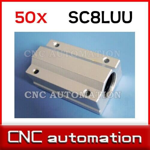 50pcs SC8LUU SCS8LUU 8mm Linear axis Ball Bearing block, Lengthen Bearing pillow Bolck Linear unit for CNC shaft rail