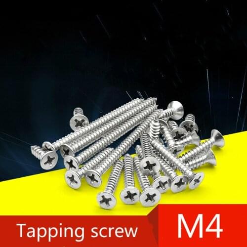 60pcs 304 stainless steel self tapping screws cross recessed countersunk head tapping screws self tapping screws M4 M5