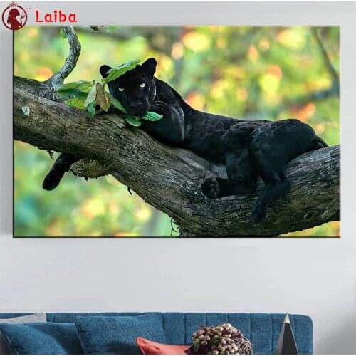 DIY Diamond Painting Animal art, black panther on the tree Full Square Diamond Embroidery sale Cross Stitch sets Handmade Gift