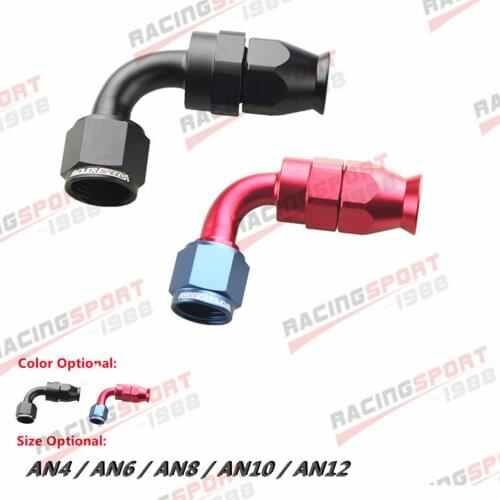 AN4 AN6 AN8 AN10 AN12 90 Degree P-T-FE T-eflon Swivel Hose End Fitting Adapter Aluminum Black