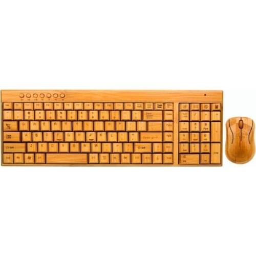 Bamboo Keyboard Business Gift Mouse Combo Wireless Set Office USB Plug and Play ,Mice keyboard Multimedia For Laptop PC Macbook