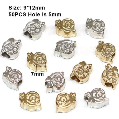 12*9mm 50/100pcs Animal Snails CCB Bead Big Hole Beads Silver Plated Plastic European Bead for Jewelry Findings (not Metal)