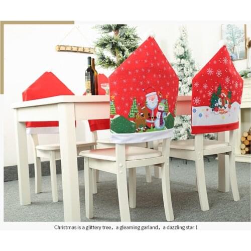 Christmas Ornament Chair Cover Print Old Man Snowman Chair Set Snowflake Stool Chair Set Home Banquet Hotel Kitchen Decoration