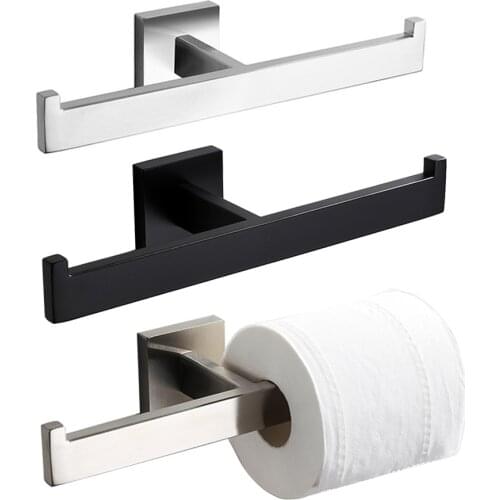 Bathroom Hardware Accessories Stainless Steel Double Toilet Rolled Paper Holder Black Brushed Chrome