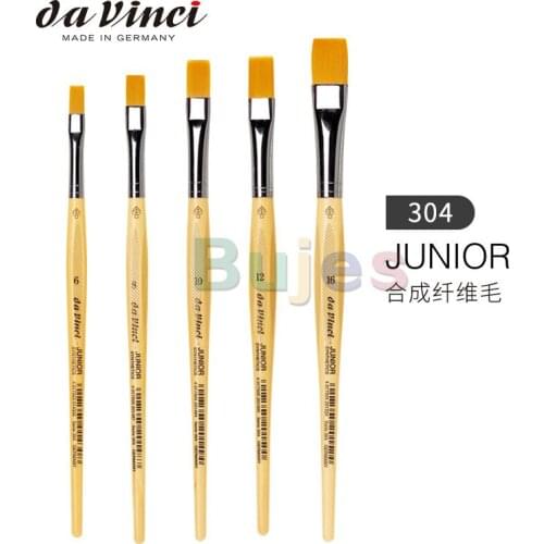 Da Vinci Student Series 304 Junior Paint Brush, Flat Elastic Synthetic with Lacquered Non-Roll Handle, Size 2-24, for beginners
