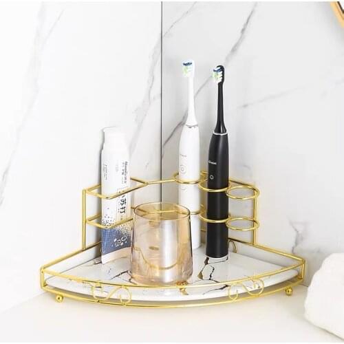 Ceramic Marbling Electric Toothbrush Toothpaste Rack Bathroom Toiletries Shelf Holder Desktop Cosmetic Storage Organizer Tray