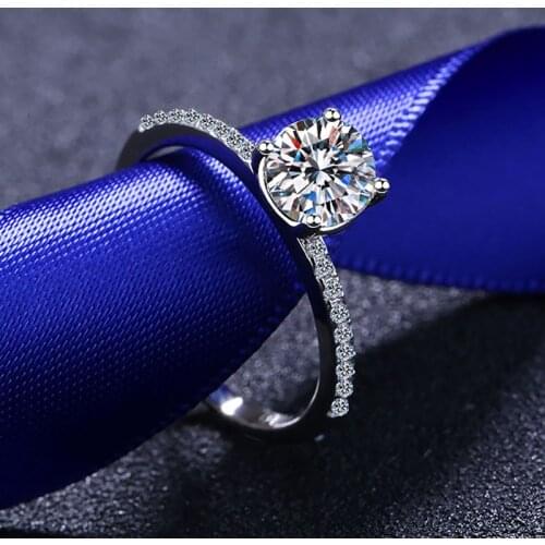 Passed Diamond Test Excellent Moissanite Drill Ring 925 Sterling Silver Perfect Cut 1Ct Gem Ring Anniversary Party Jewelry Gift