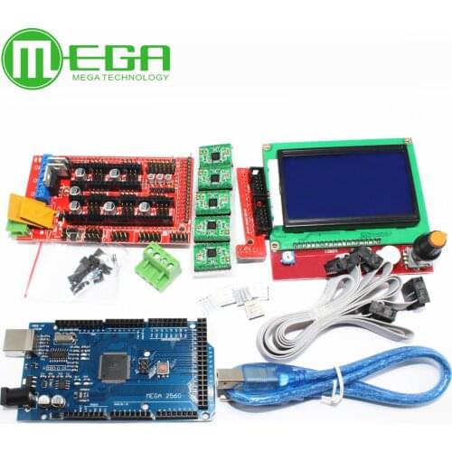 1pcs Mega 2560 R3 CH340 + 1pcs RAMPS 1.4 Controller + 5pcs A4988 Stepper Driver Module +1pcs 12864 controller for 3D Printer kit